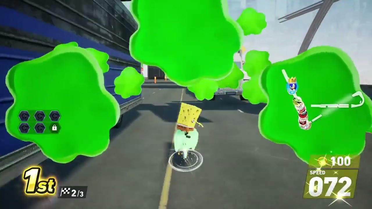 Sonic Racing: CrossWorlds Gameplay - Urban Canyon/Cyber Space with SpongeBob SquarePants
