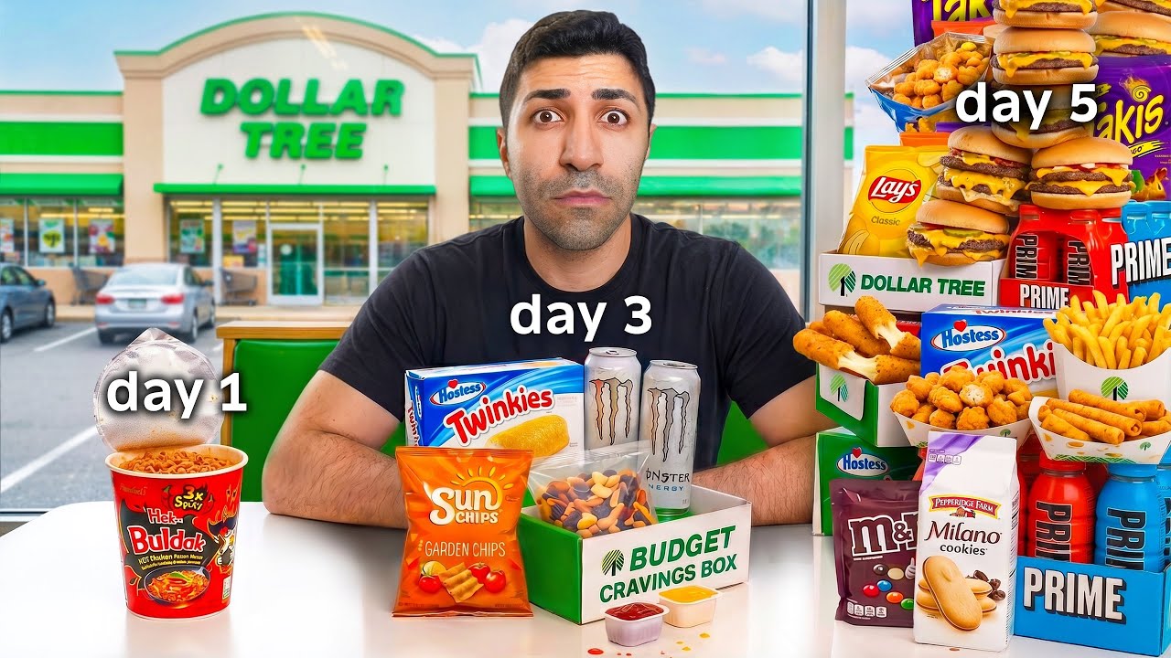 Я питался только едой из Dollar Tree 5 дней, но мой бюджет удваивался каждый день