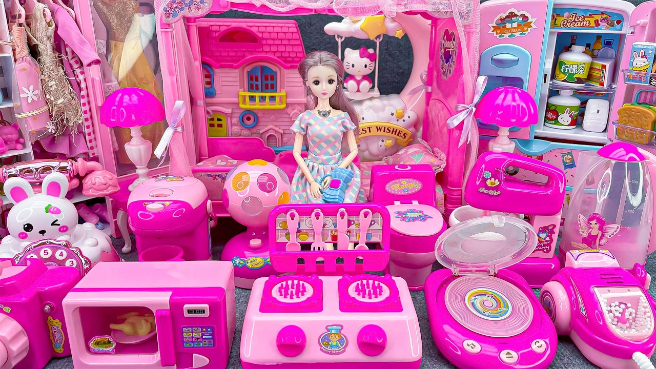 16 Minutes Satisfying with Unboxing Barbie Princess Pink Kitchen,Rock Bed Play Set Review Toys｜ASMR