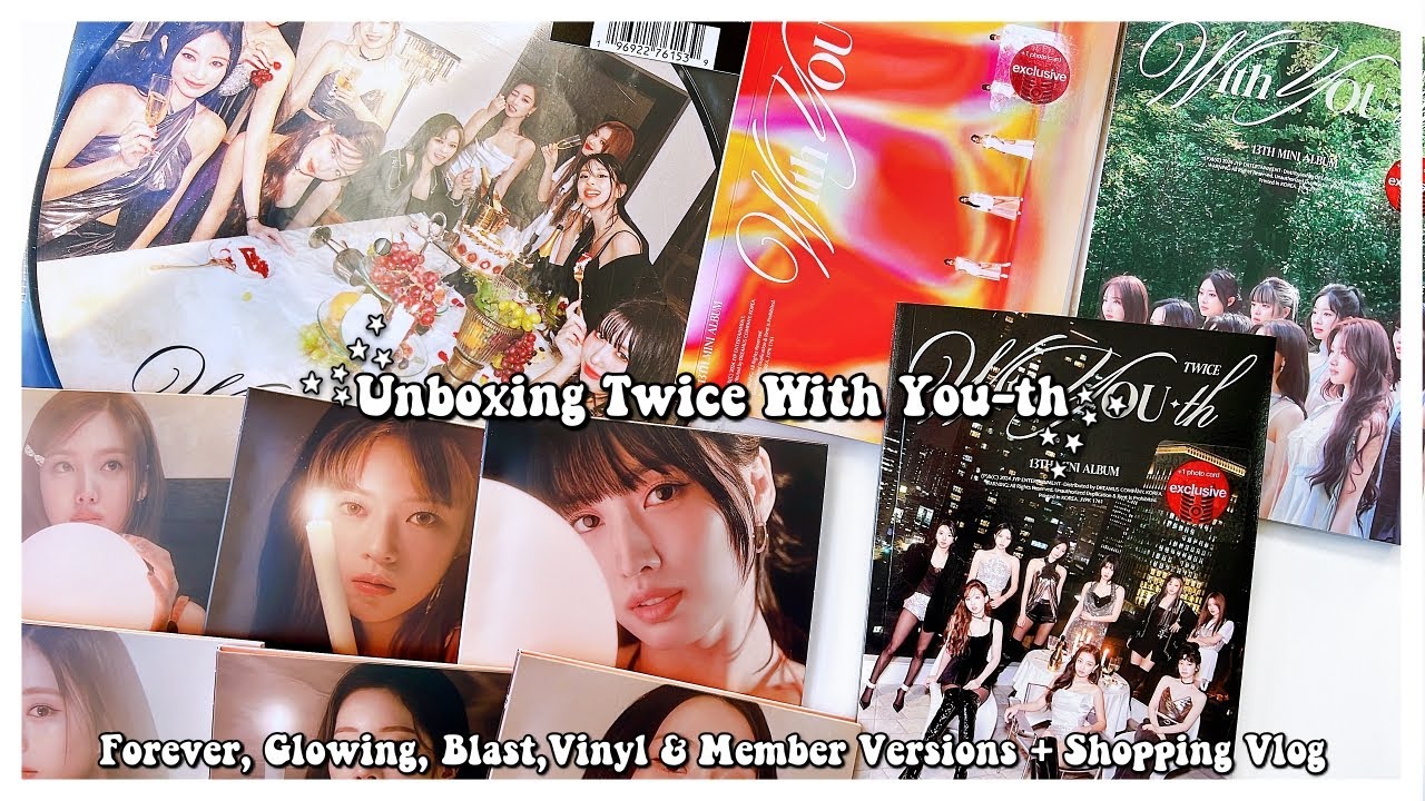 Unboxing 16 Copies of Twice's With You-th ✰ Forever, Glowing, Blast,Vinyl & Member Versions + Vlog