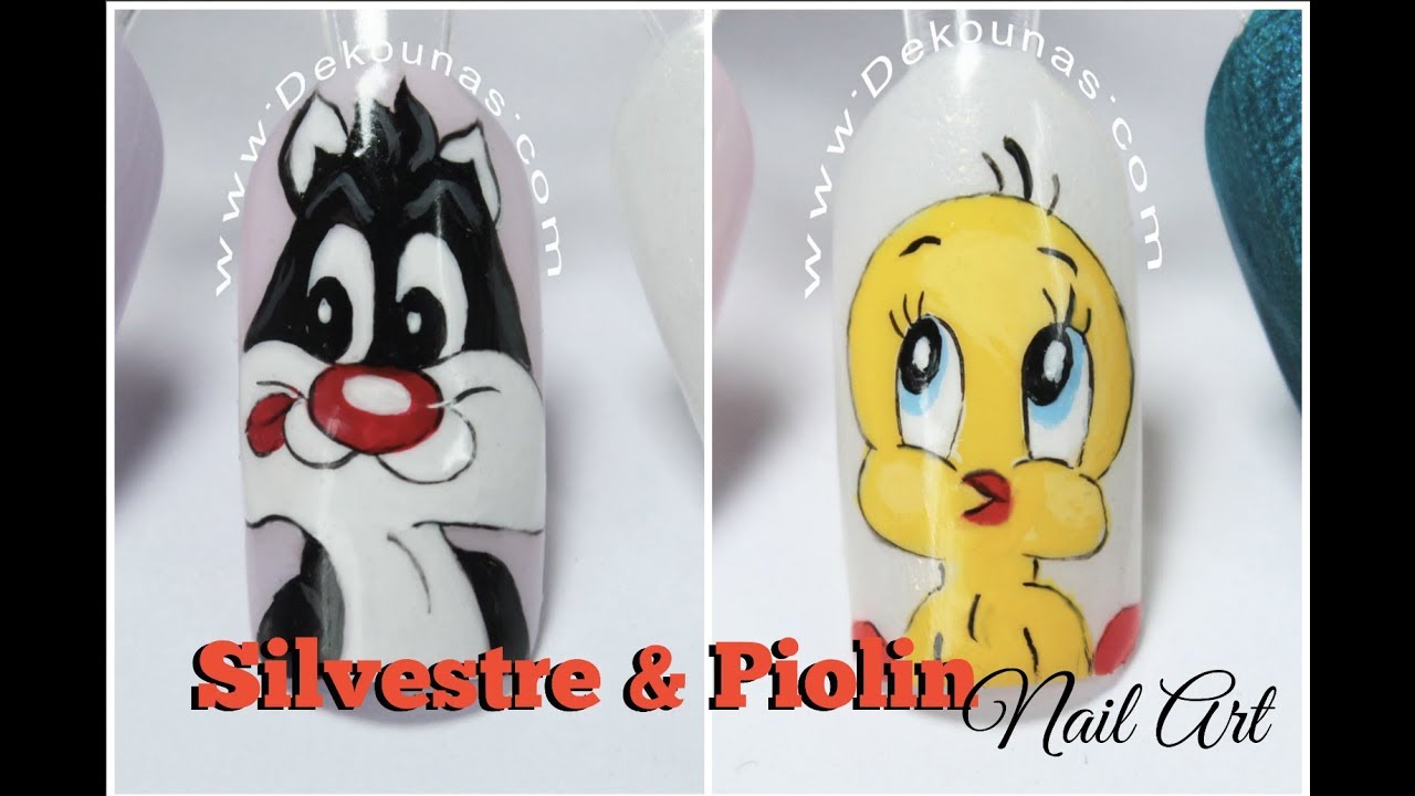 Diseño de uñas Caricatura Silvestre y Piolin - Cartoon Nails