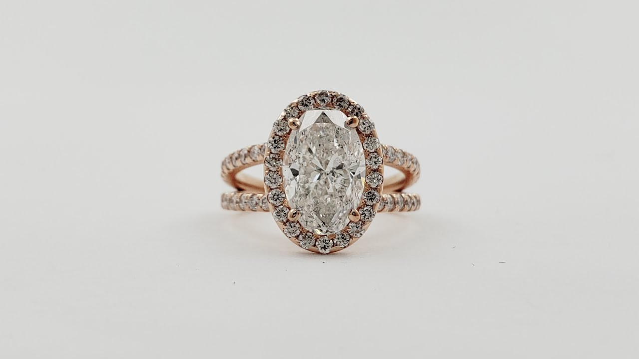 18k Rose Gold Oval Cut Diamond Engagement Ring