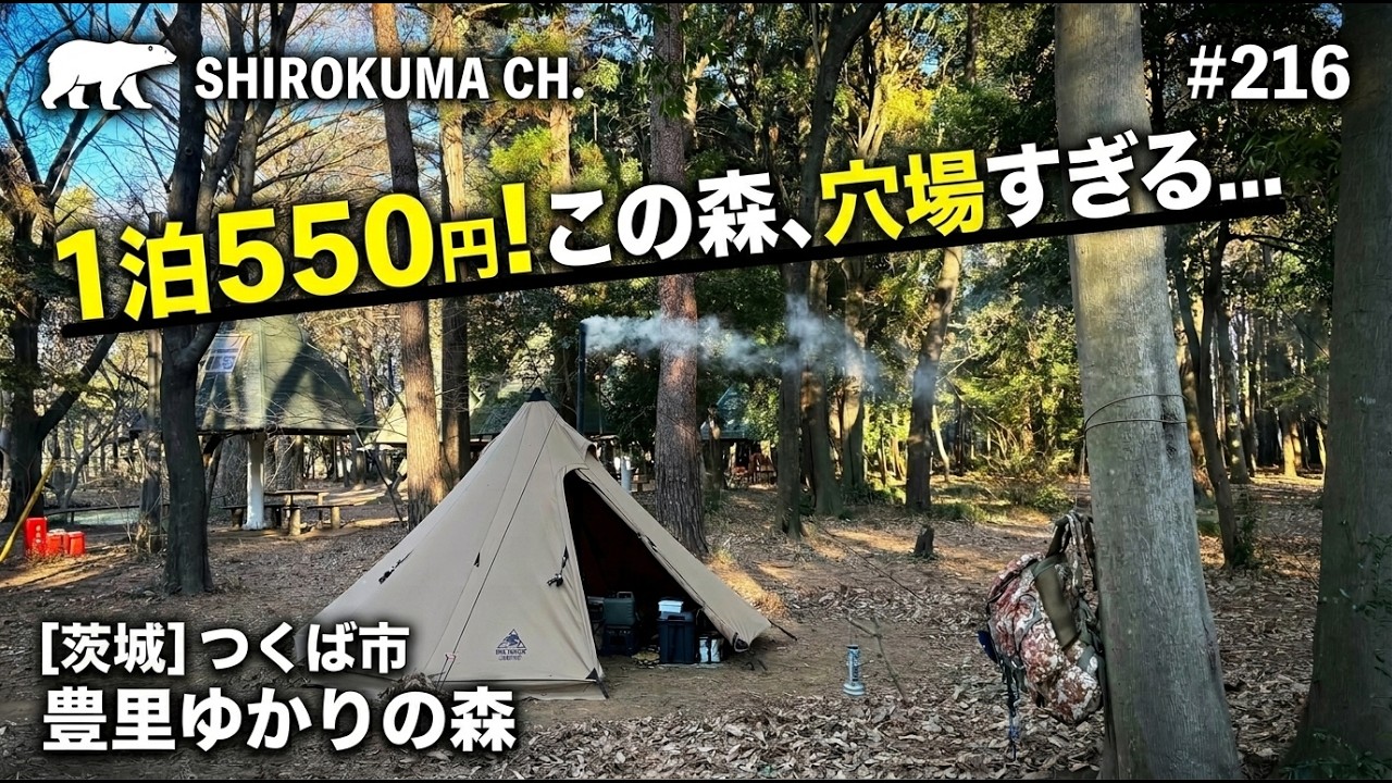 【格安キャンプ場】1泊テント1張550円!! 茨城県 豊里ゆかりの森 2026年1月 #216 HD 1080p