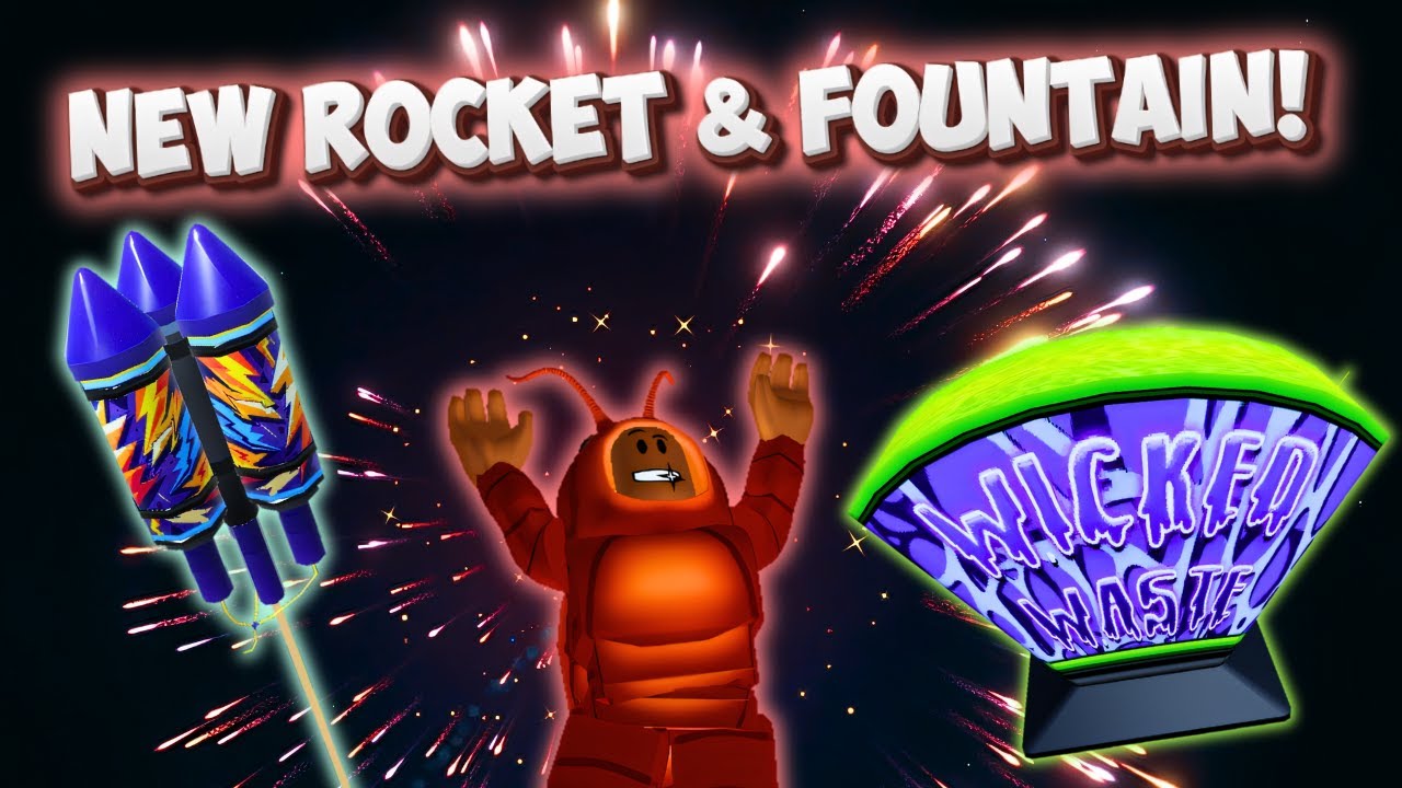 New Wicked Waste Fountain And Turbo Spark Rocket! (Fireworks playground) Roblox.