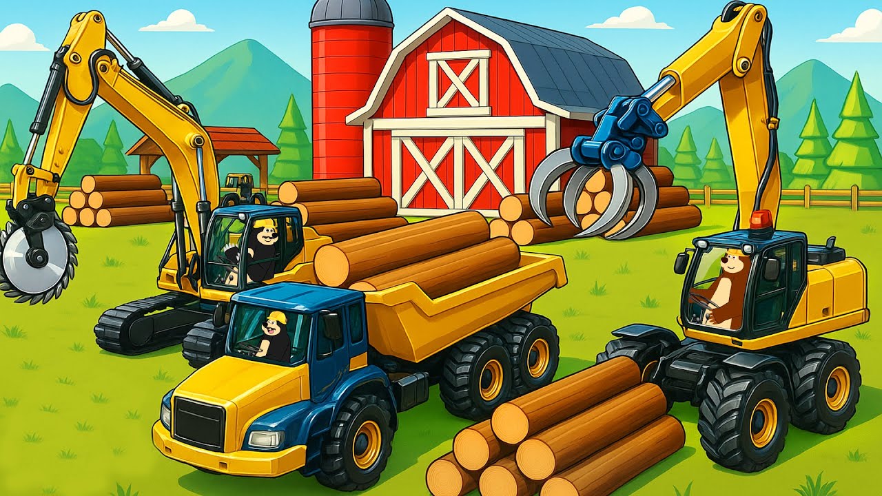 Rebuilding Pig Barn After Storm 🐷🌪️ | Bear & Tractors Work Together | Realistic Farm Animation