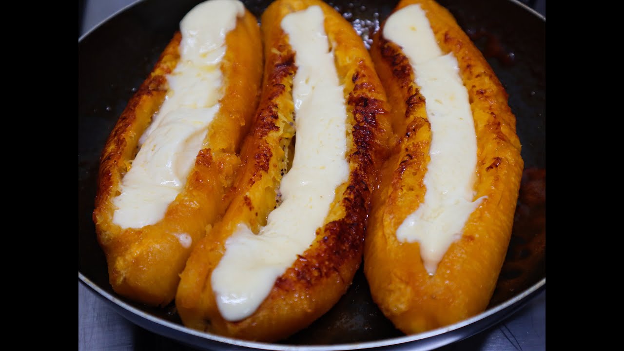 Pl&aacute;tanos maduros con queso (en sarten)