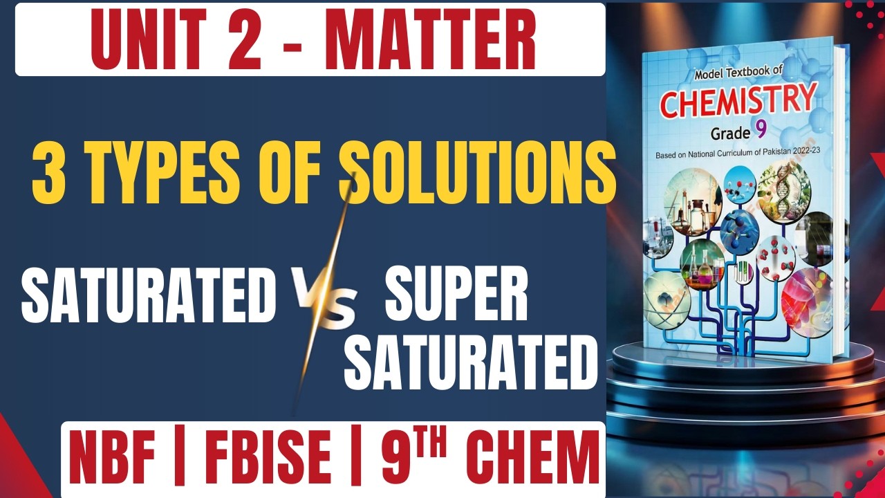Chemistry Class 9 Unit 2 L-2 | Solutions & Types  | Aqueous, Dilute & Concentrated Sol | FBISE NBF