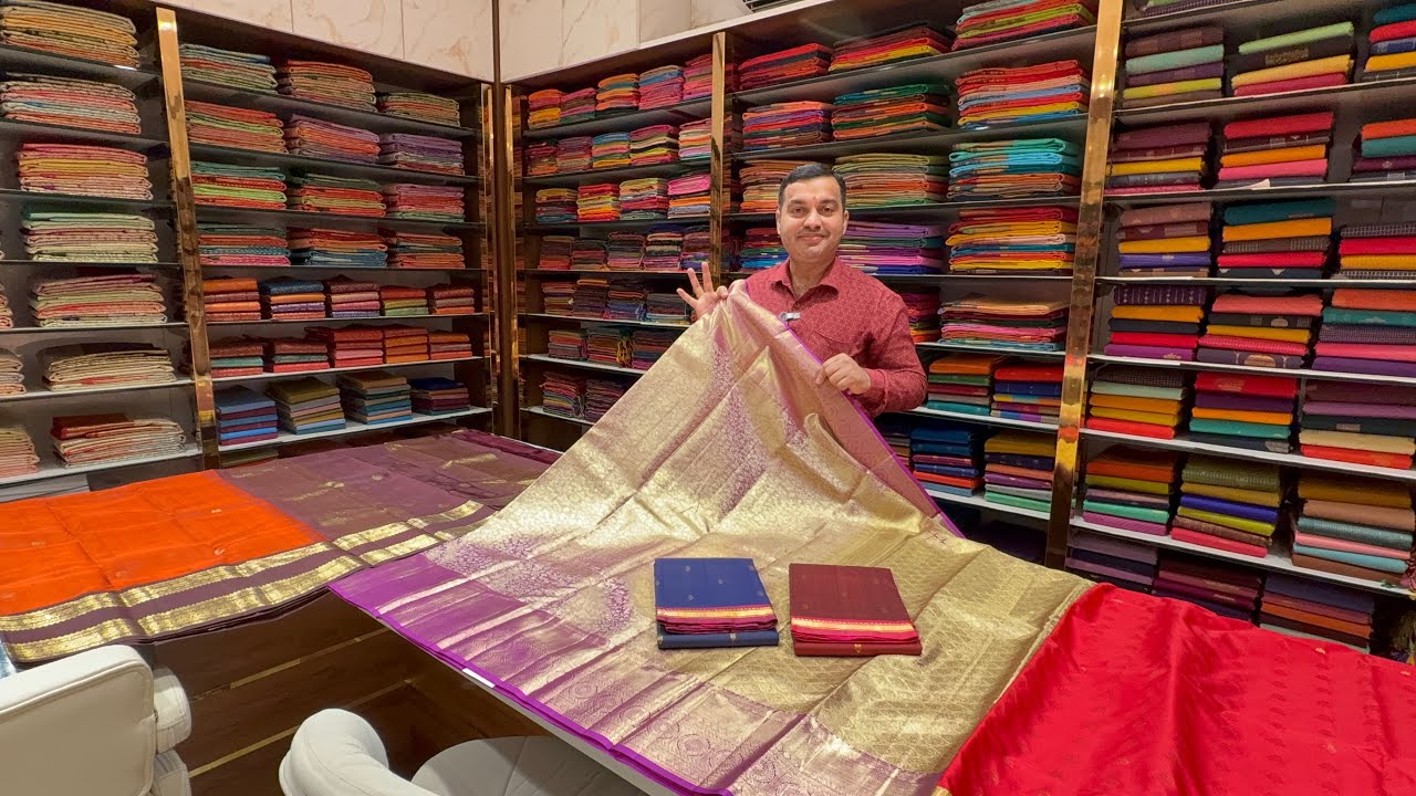 JUST WOW😍Bangalore Malleshwaram Kanjivaram Silk Sarees & Pure Mysore Silk Sarees with Free Shipping.