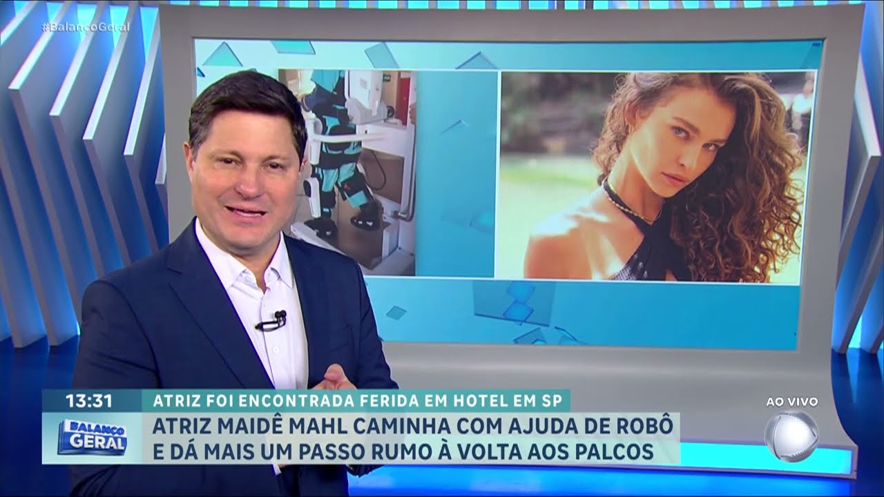 Atriz Maidê Mahl volta a andar com ajuda de exoesqueleto robótico após um mês em coma |BALANÇO GERAL