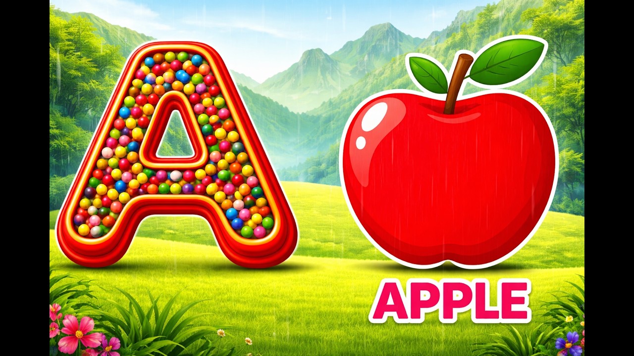 А — яблоко 🍎 | Песенка про алфавит ABCD | Изучаем алфавит ABCD для детей | Детские стишки и обуча...