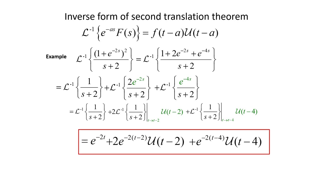 Differential Equations: Laplace Transforms - Translation on the t-axis (second translation theorem)