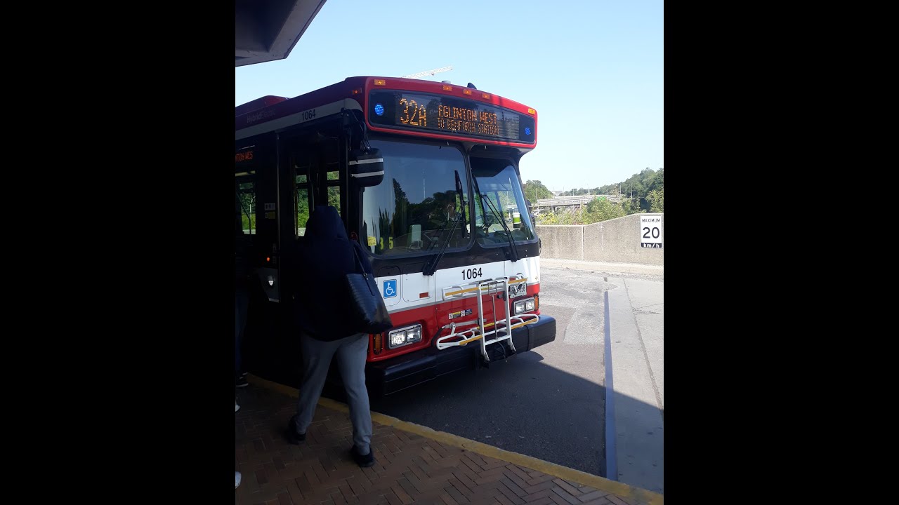 TTC #1064 Orion VII Hybrid 32 Eglinton Bus Ride to Renforth - Eglinton W Stn to Kipling Ave 9/9/2025
