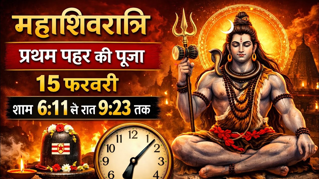 महाशिवरात्रि  पर चार पहर की पूजा का शुभ मुहूर्त (महाशिवरात्रि 15 फरवरी 2026 दिन रविवार ।
