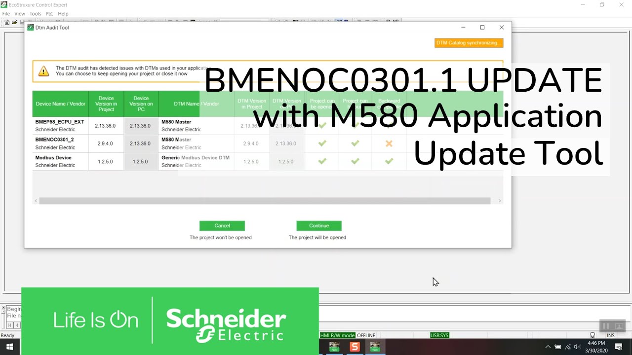 NOC update with M580 application update tool | Schneider Electric