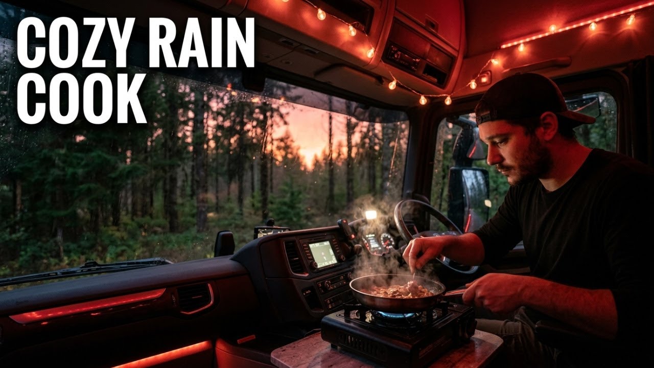 Rainy Day Truck Life | Driving, Cooking & Eating Inside the Cabin