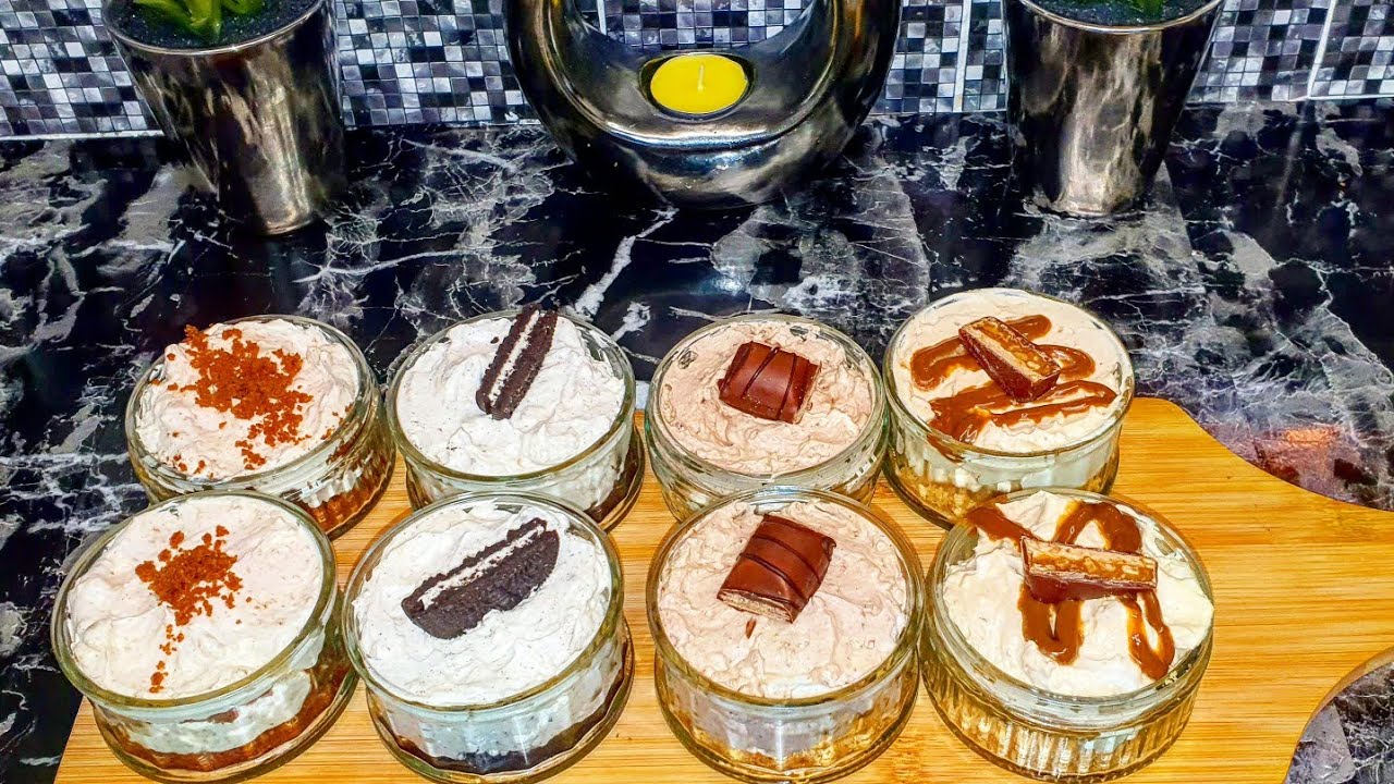 ميني شيز كيك بمذاقات مختلفه(اويرو -كيندر-سنيكرز-لوتوس)سهل و سريع وبدون جيلاتين