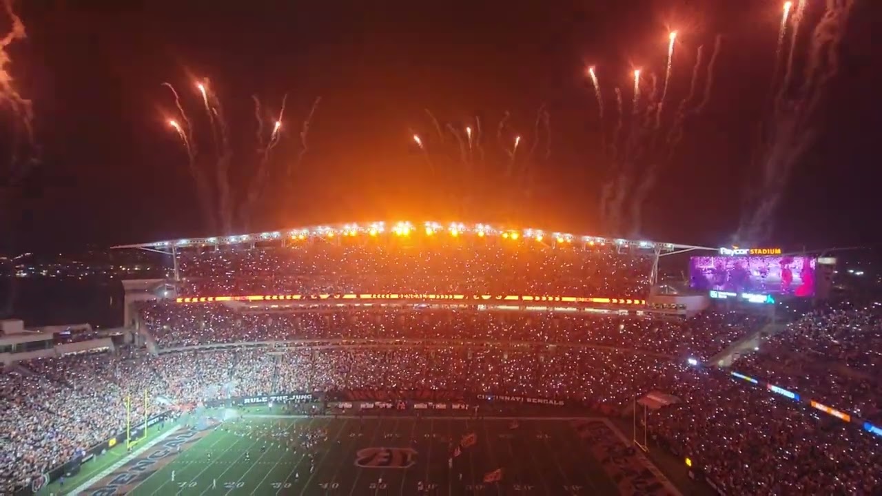 Bengals vs Bills MNF intro Bengals taking the field.