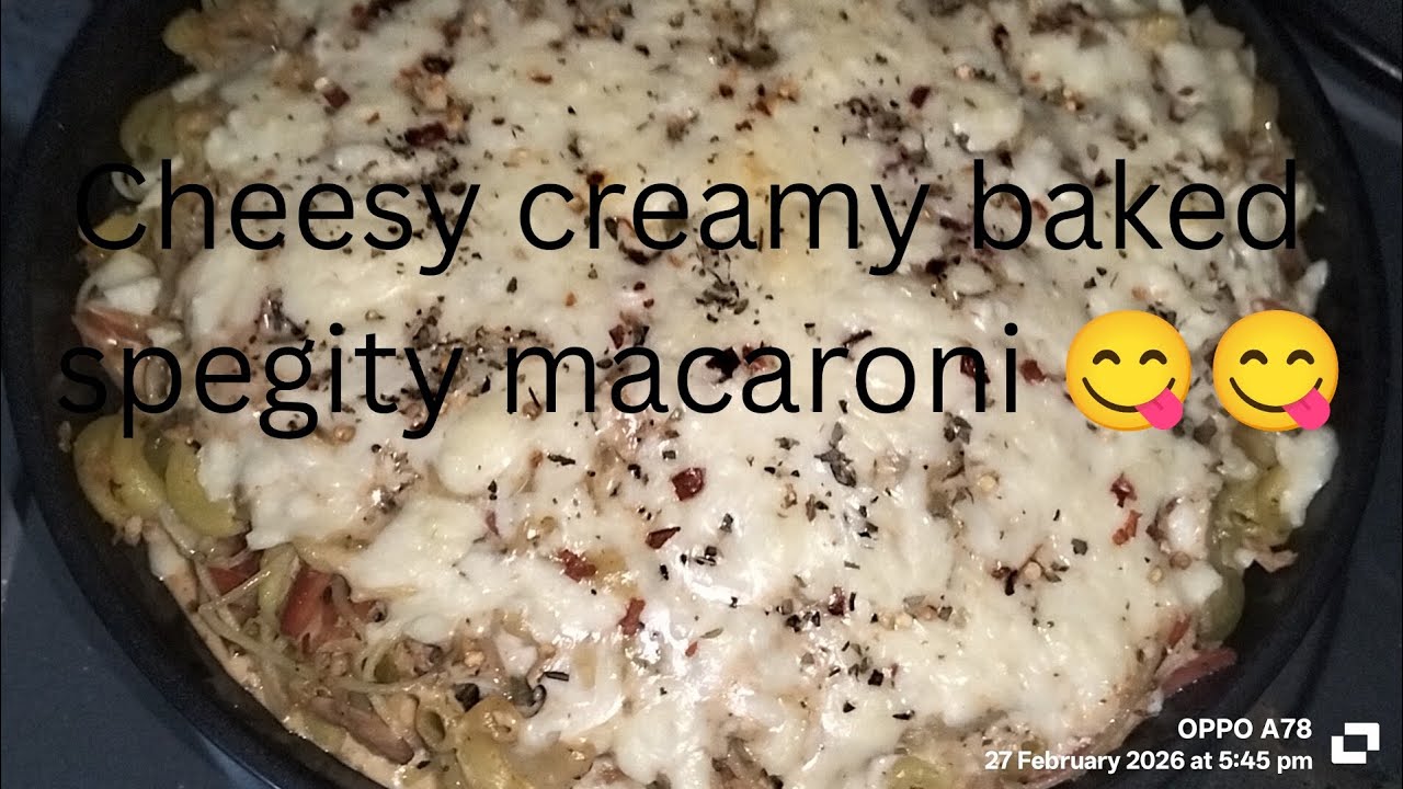 Cheesy creamy baked chicken vegetable spaghetti macaroni 😋🤤 try this recipe 😋