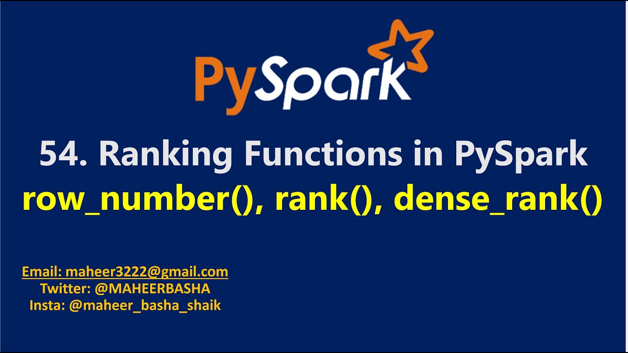 54. row_number(), rank(), dense_rank() functions in PySpark | #pyspark #spark #azuresynapse #azure
