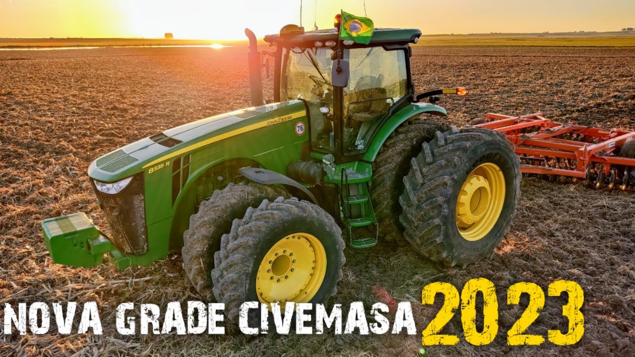 NOVA Grade CIVEMASA 60 encorporando a soca da lavoura de milho com trator JohnDeere 8R🚜
