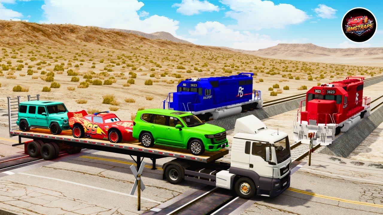 Flatbed Truck Mcqueen | Transportation with Truck - Pothole vs Car #15- BeamNG.Drive