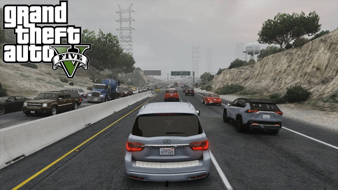 GTA 5 - Driving Through Heavy Traffic to Del Perro | Heavy Traffic & NPC Chaos | 5x Traffic