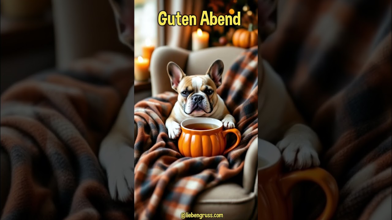🐶🎃 Gem&uuml;tlicher Guten Abend Gru&szlig; vom French Bulldog Hugo ☕🍁