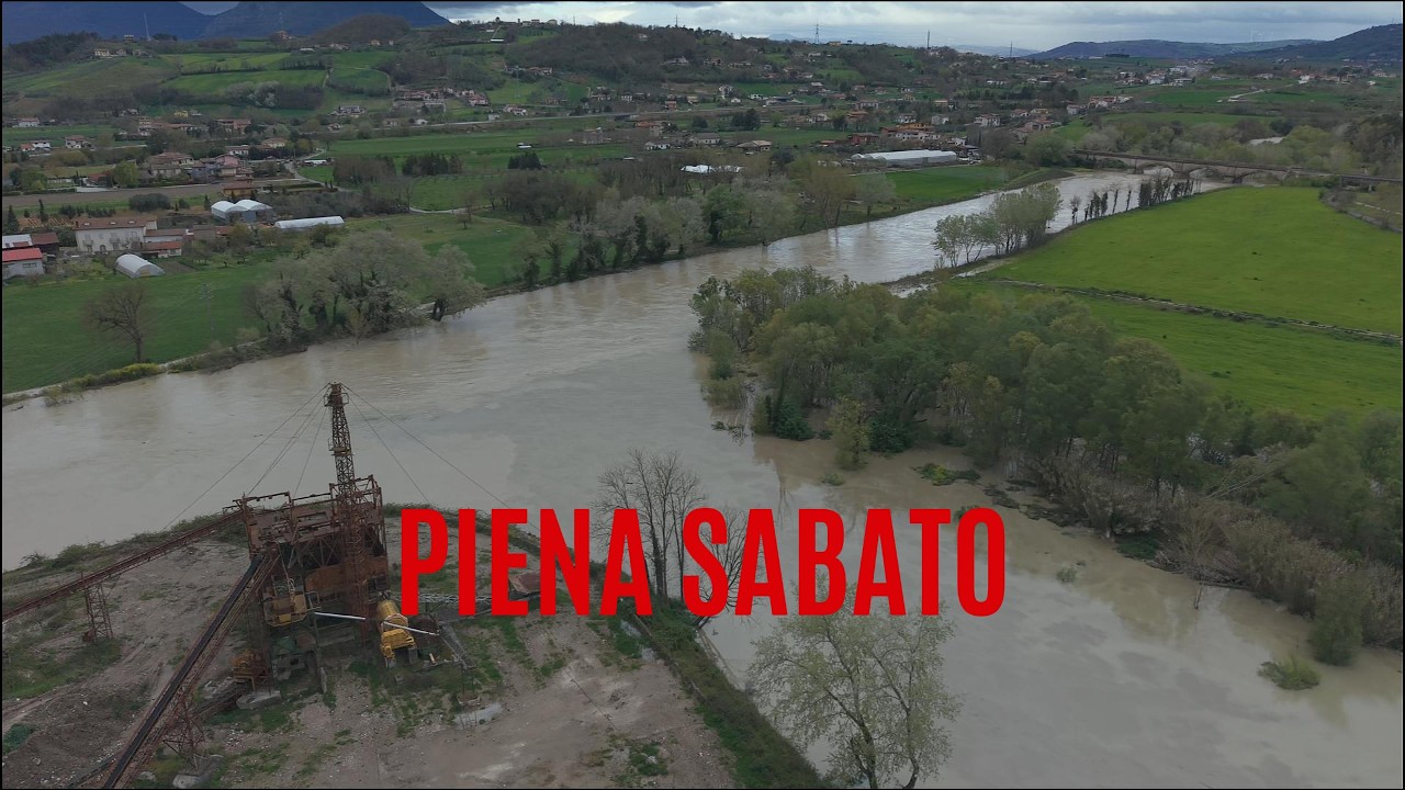 Piena fiume Sabato Benevento 01/04/2026: drone su confluenza Sabato-Calore