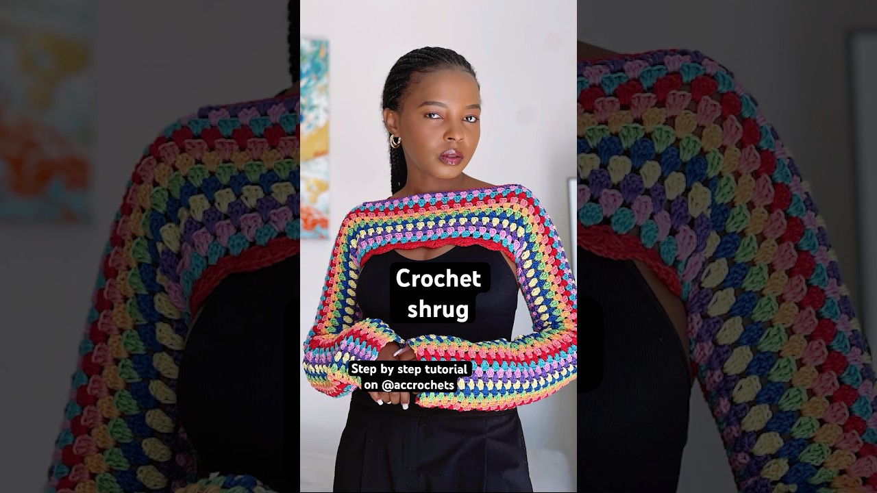 Scrap Yarn project - Step by Step crochet schrug tutorial available on @accrochets  #crochet #shrug