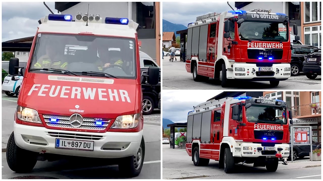 [Sirenenalarm | anrückende FF'ler] KDO + LFB + TLF-A 3000/100 FF Götzens - Einsatzfahrt