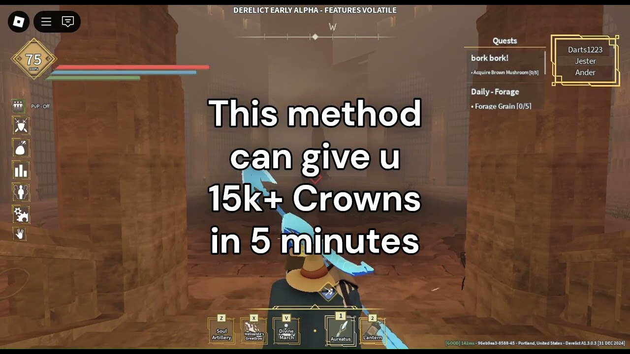 15K+ Crowns Farm in 5 Minutes Derelict Roblox
