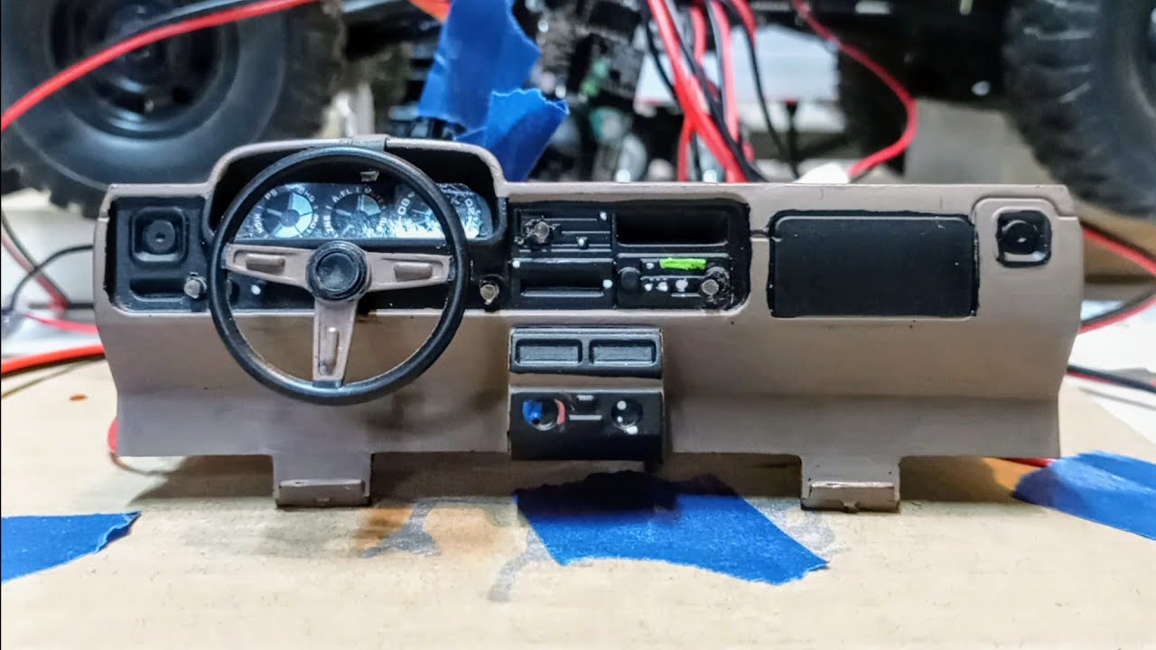 how to install lights to rc dashboard, wpl c24-1 pick up truck, part 5