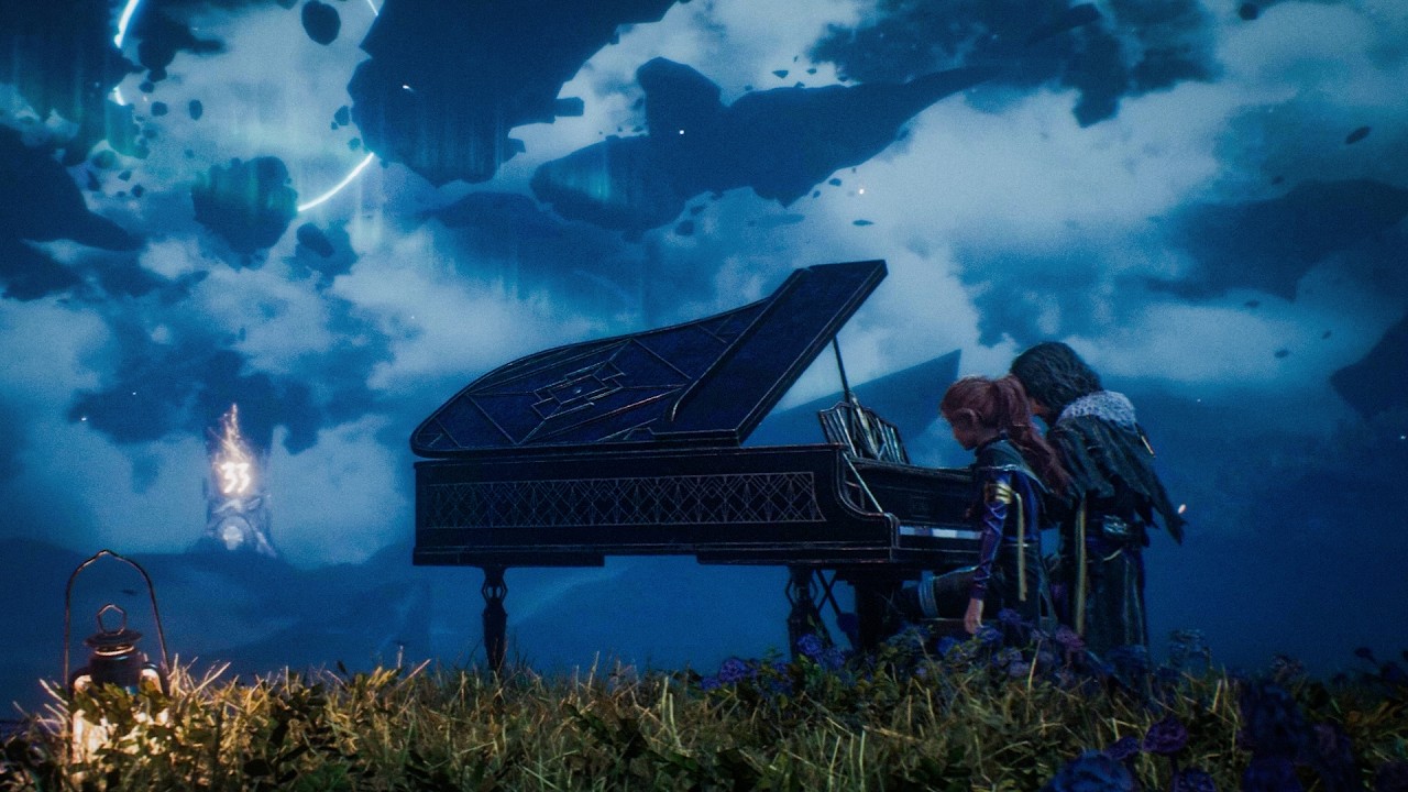 Verso plays the Piano while Esquie dances in the background - Clair Obscur: Expedition 33