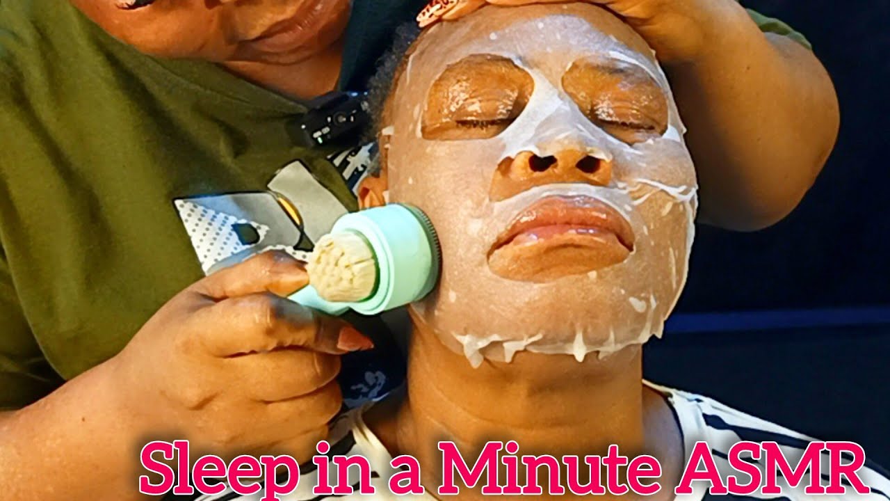 ASMR✨ Facial Jelly Mask On Granny, Soft oiling Massage & whispering, Gum Chewing & Mouth sound. 