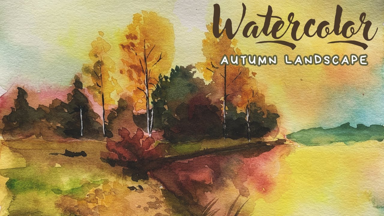 Watercolor Painting | Autumn Landscape