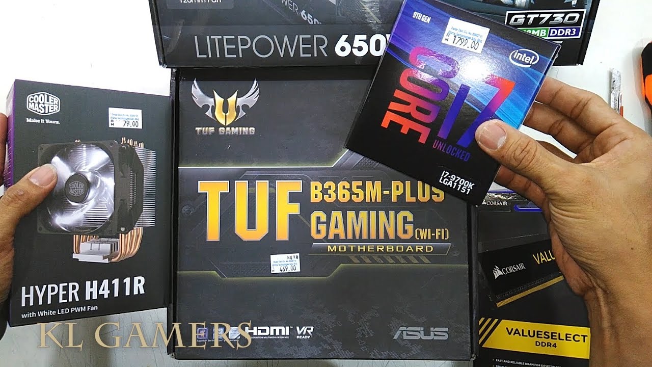 intel Core i7 9700K Cooler Master HYPER H411R ASUS TUF B365M PLUS GAMING WiFi GT730 Build