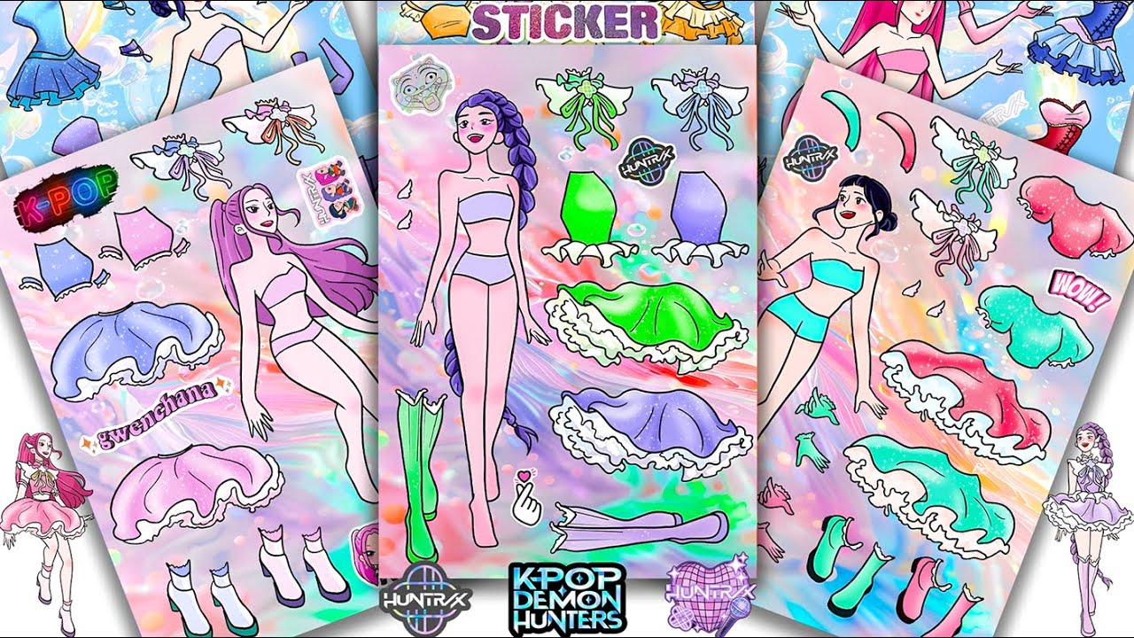 Oddly Satisfying ASMR Sticker Book Kpop Transformation! Dreamy Pastel & Butterfly Style #164