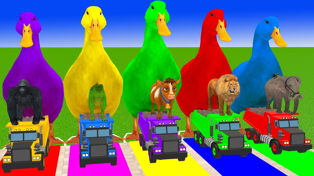 Long Slide Game with Cow Elephant Gorilla Hippopotamus Tiger 3d Animal Game Funny 3d Animals