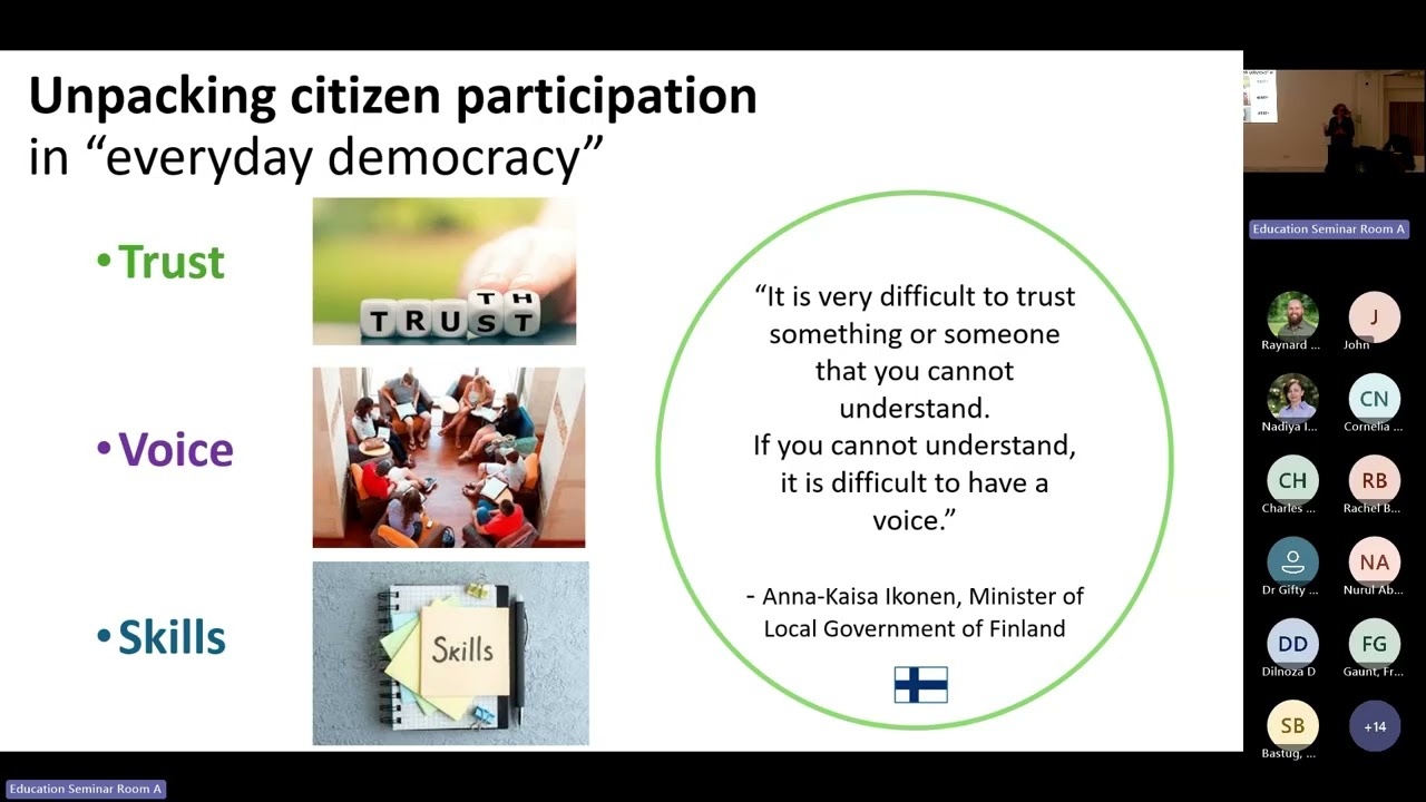 Public Seminar: Building Skills for Citizen Participation - Dr Joanne Caddy