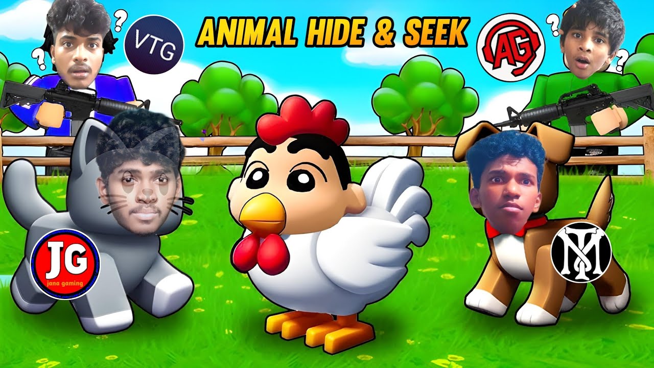Animal 🐓 HIDE AND SEEK In Roblox! fun gameplay with VTG & Aadith Gamer