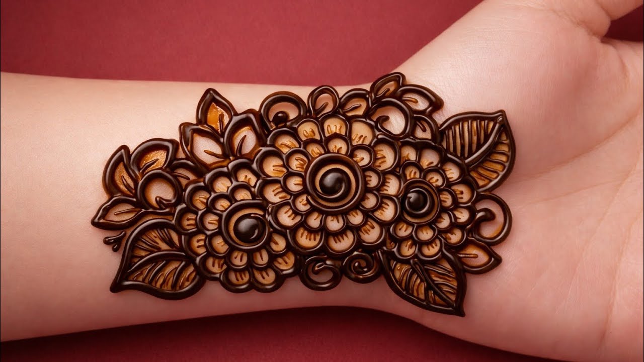 Front hand flower mehndi design 😍Easy floral mehndi design|| full hand flower mehndi design|| mehndi