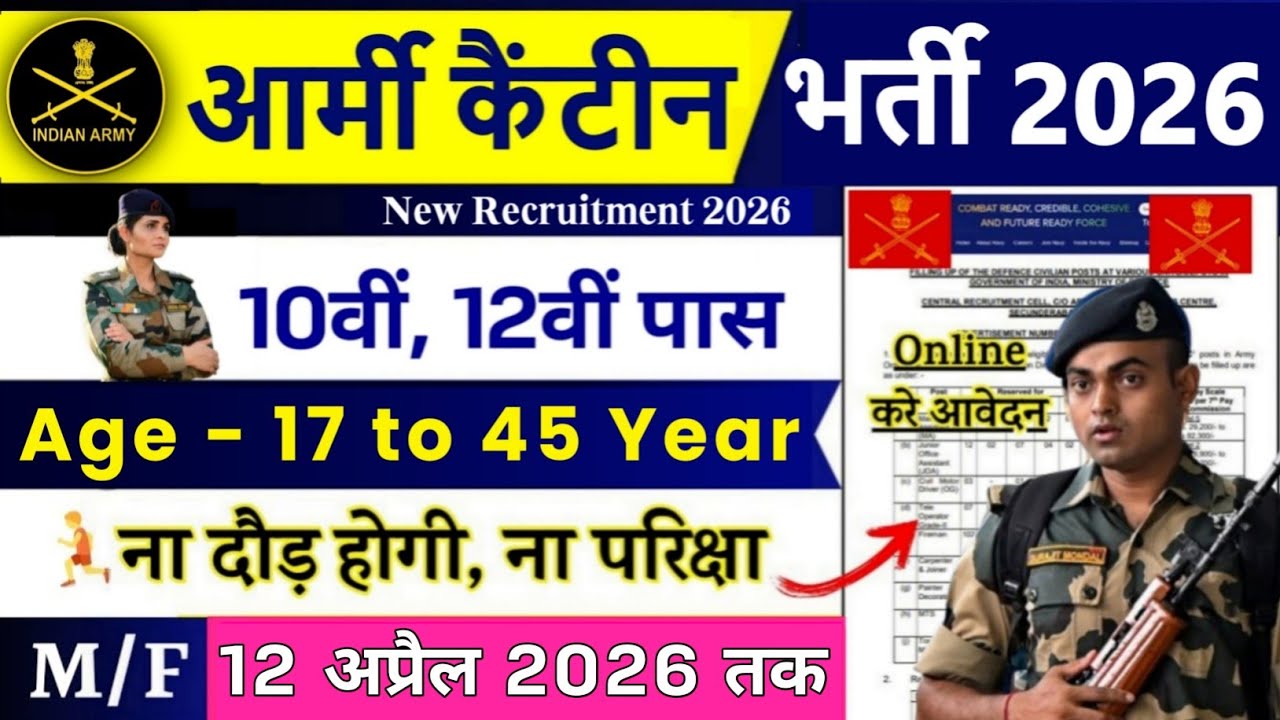 Army Canteen New Vacancy 2026 | Army Canteen Recruitment 2026 | 10th Pass | Army Canteen Bharti 2026