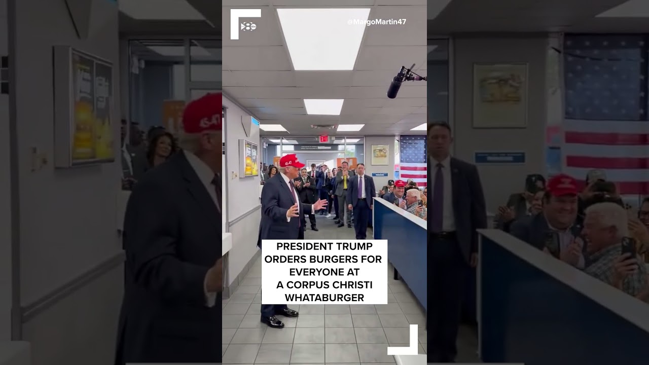 President Trump orders burgers for everyone at a Corpus Christi Whataburger