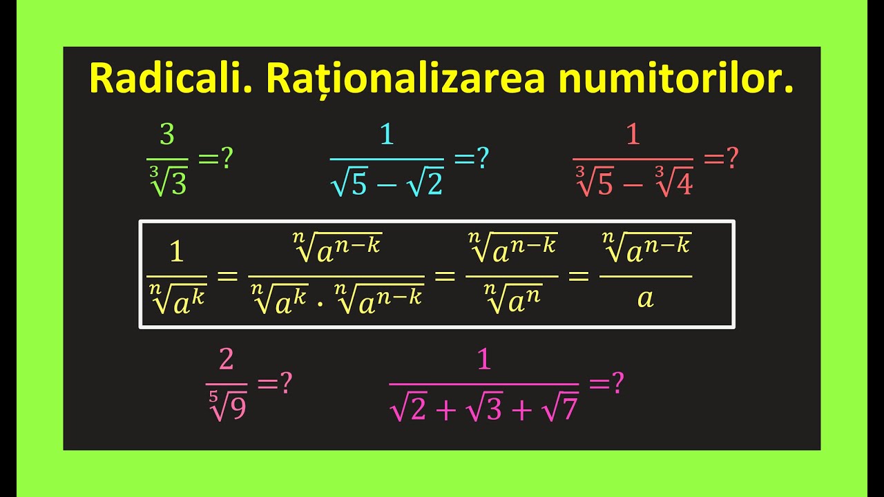 Rationalizare numitorilor de ordin 3 ordin n radicali clasa a 10 a Exercitii(Invata Matematica Usor)