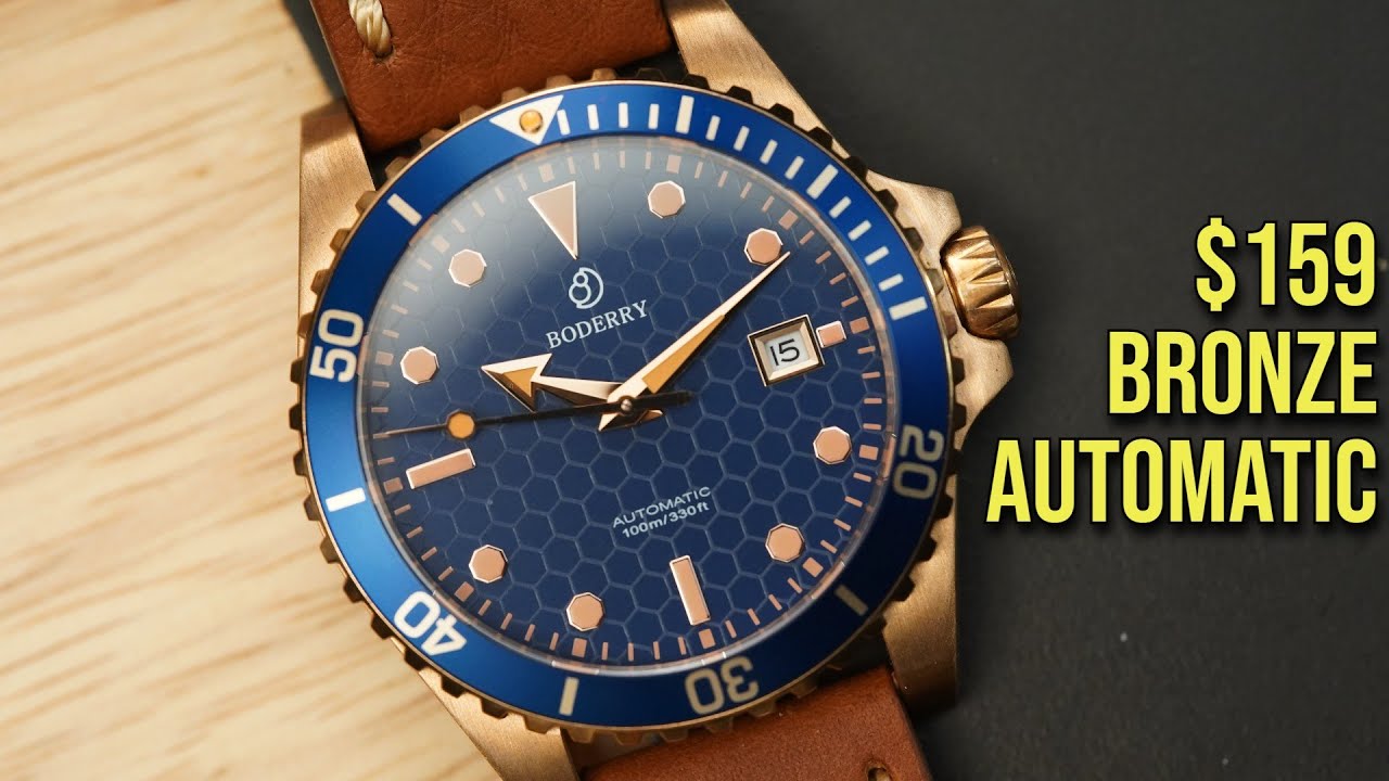 Boderry Automatic Bronze Diver Watch SEATURTLE OCEAN Only $159 Navy Blue Lumed Dial