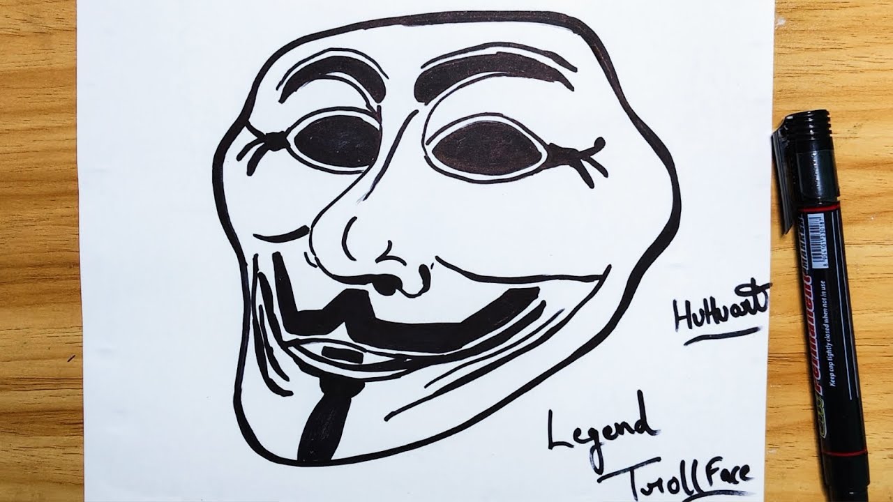 How To Draw Guy Fawkes Mask ll Easy Draw to Troll Face 
