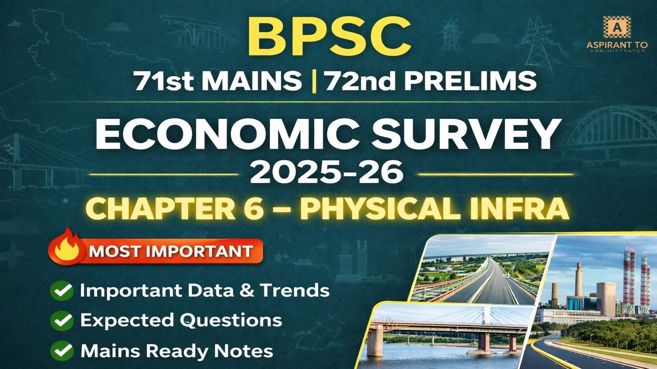 Physical Infrastructure in Bihar for BPSC | Bihar Economic Survey (2025-26) - Chapter - 6 |