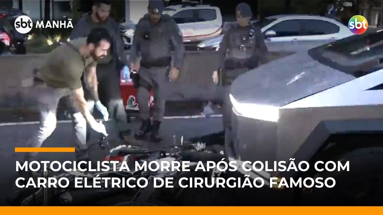 Novas Imagens: Motociclista morre após colisão com carro elétrico de cirurgião famoso | #SBTManhã