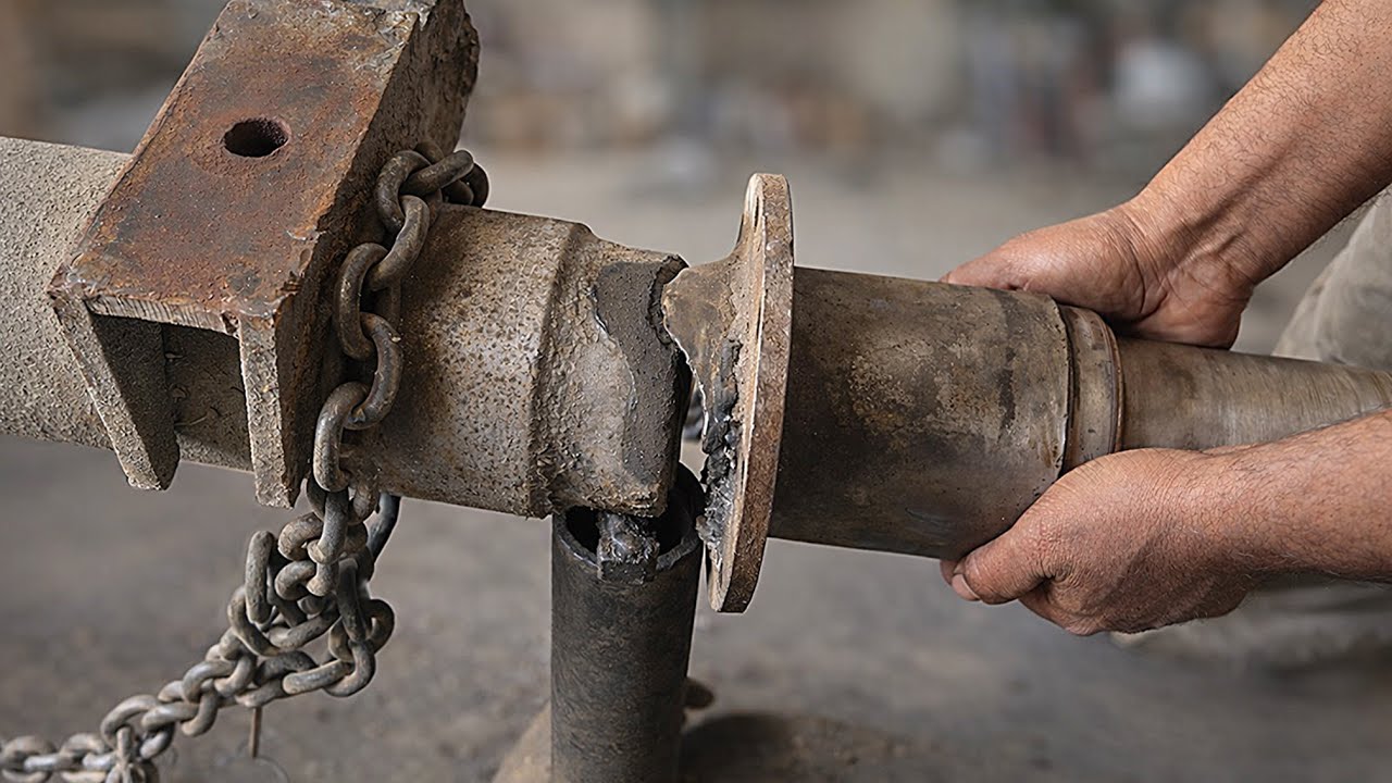 Fixing a Broken Solid Axle on a Semi-truck is a Very Responsible Task That Only a Trusted Men Can do
