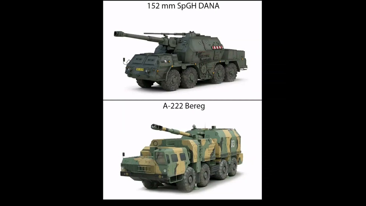 Turck-Mounted Self-Propelled Artillery : 152 mm SpGH DANA vs A-222 Bereg #russia